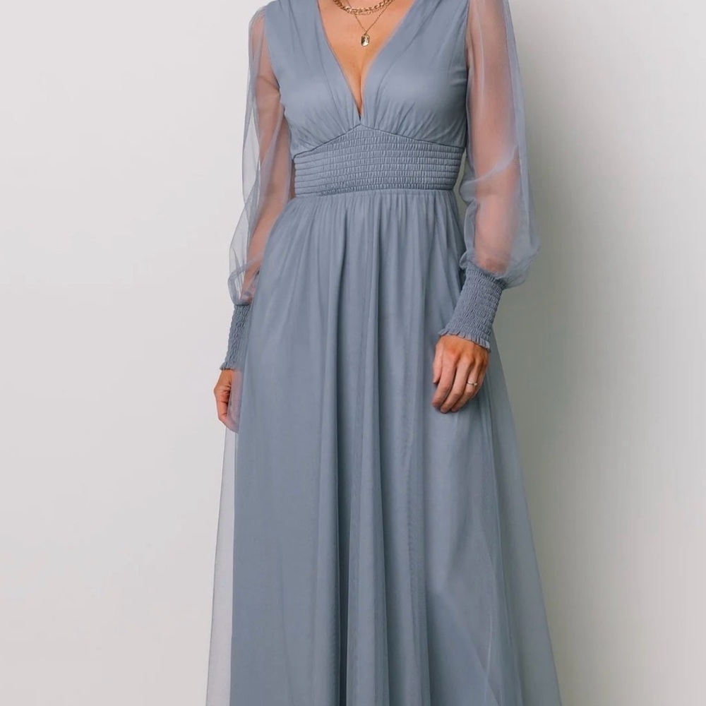 Baltic Born Dusty Blue V-Neck Maxi Dress